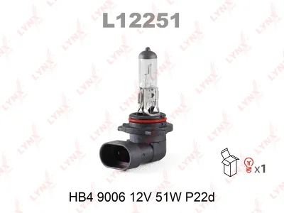Лампа галогенная HB4 12V 51W P22d LYNX L12251 Фото 1