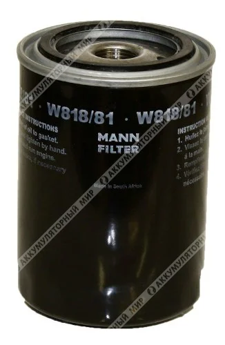 Фильтр масляный MANN W818/81 (LC-120, SM150) TOYOTA / JCB Фото 1