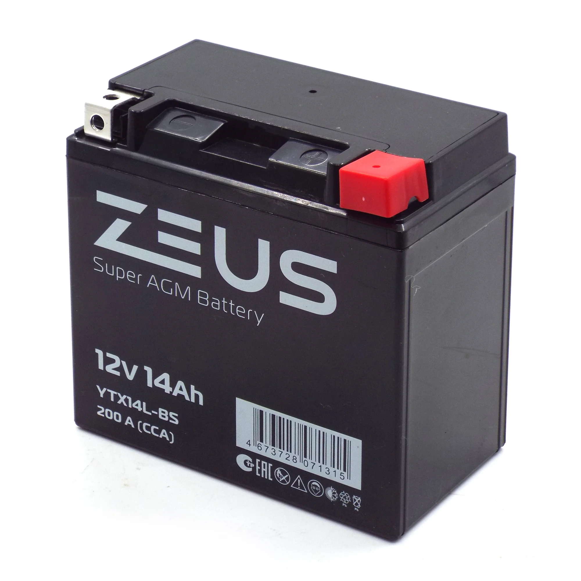 Аккумулятор ZEUS SUPER AGM 14 Ач о.п. (YTX14L-BS) Фото 1