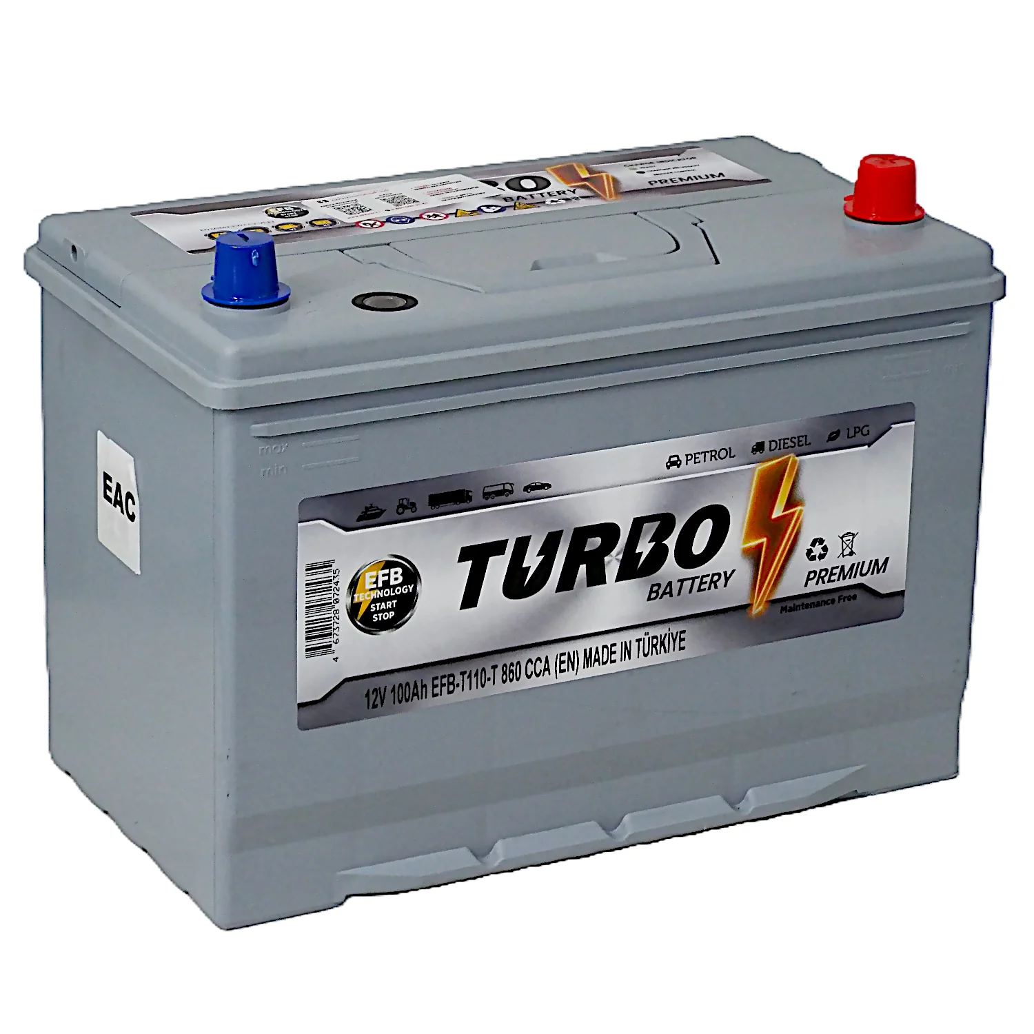 Аккумулятор TURBO EFB T110 Asia 100 Ач о.п. Фото 1