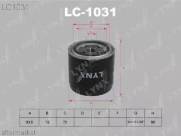 Фильтр масляный LYNX LC-1031 (W920/21, GB-102, SM102) GAZ / LADA Фото 1
