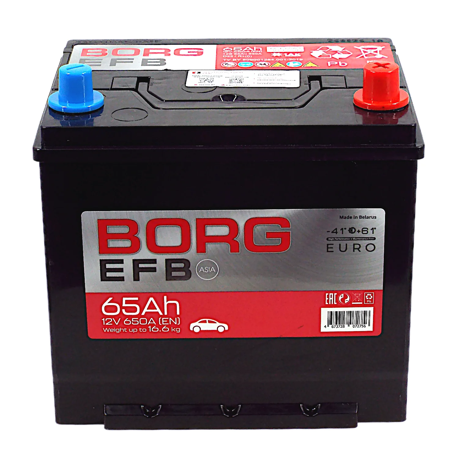 Аккумулятор BORG EFB Asia 65 Ач о.п. Фото 1