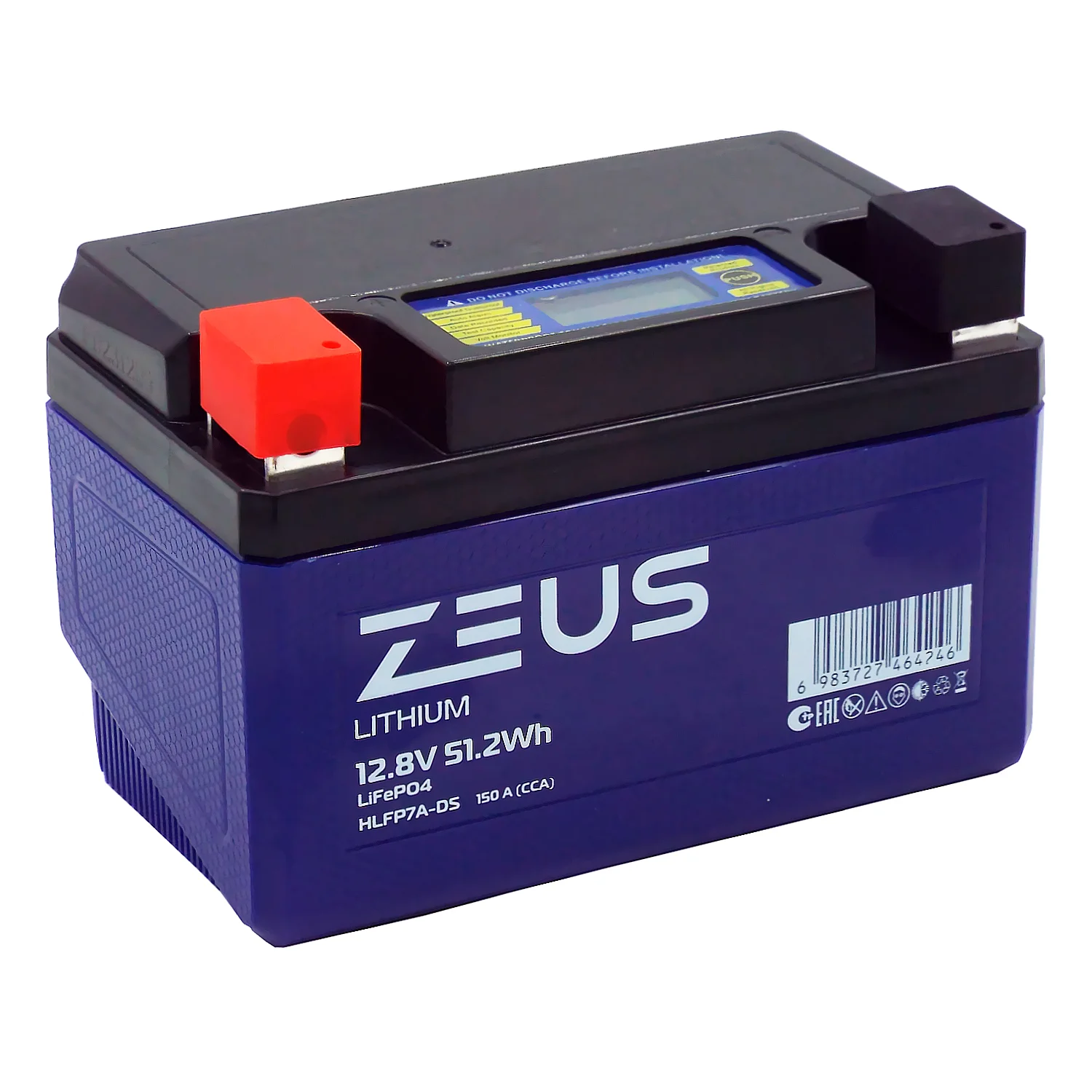 Аккумулятор ZEUS LITHIUM HLFP7A-DS 51.2Wh 4 Ач п.п. (тип YTX7A-BS)