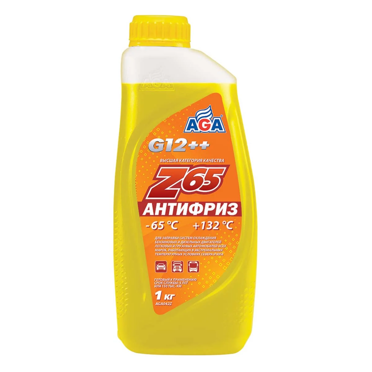 Антифриз AGA Z65 G12++ желтый, 1кг Фото 1