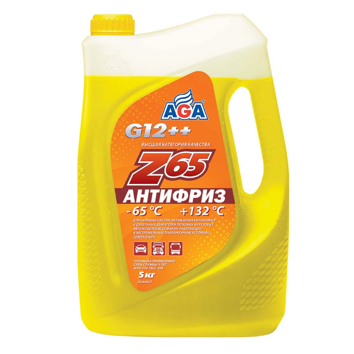 Антифриз AGA Z65 G12++ желтый, 5кг Фото 1