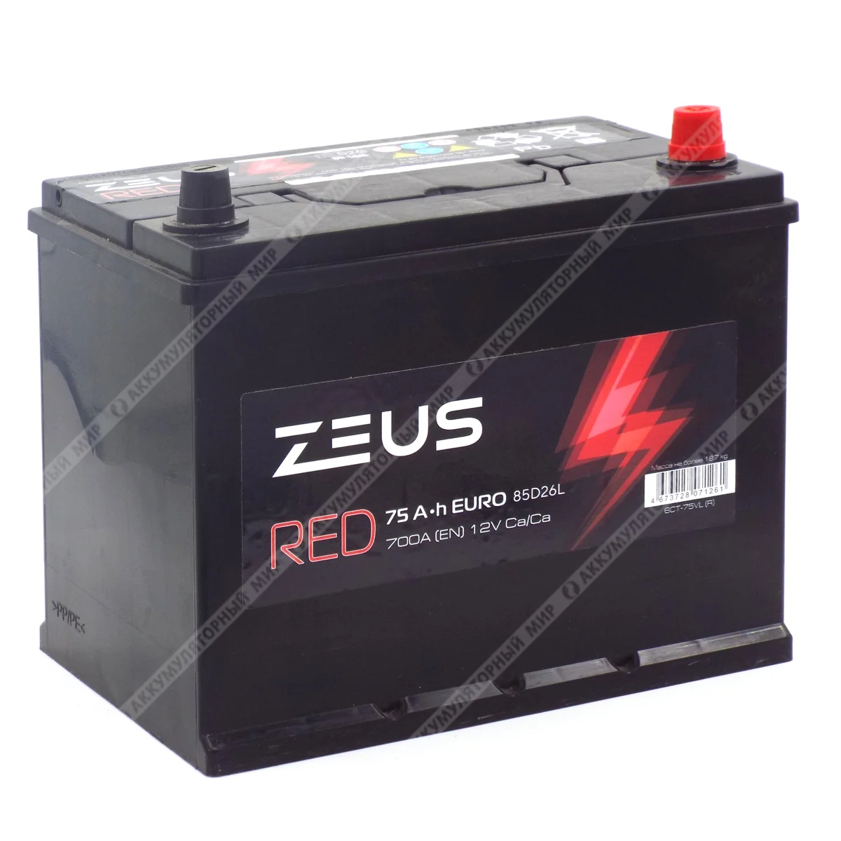 Аккумулятор ZEUS RED Asia 85D26L 75 Ач о.п. УЦЕНКА