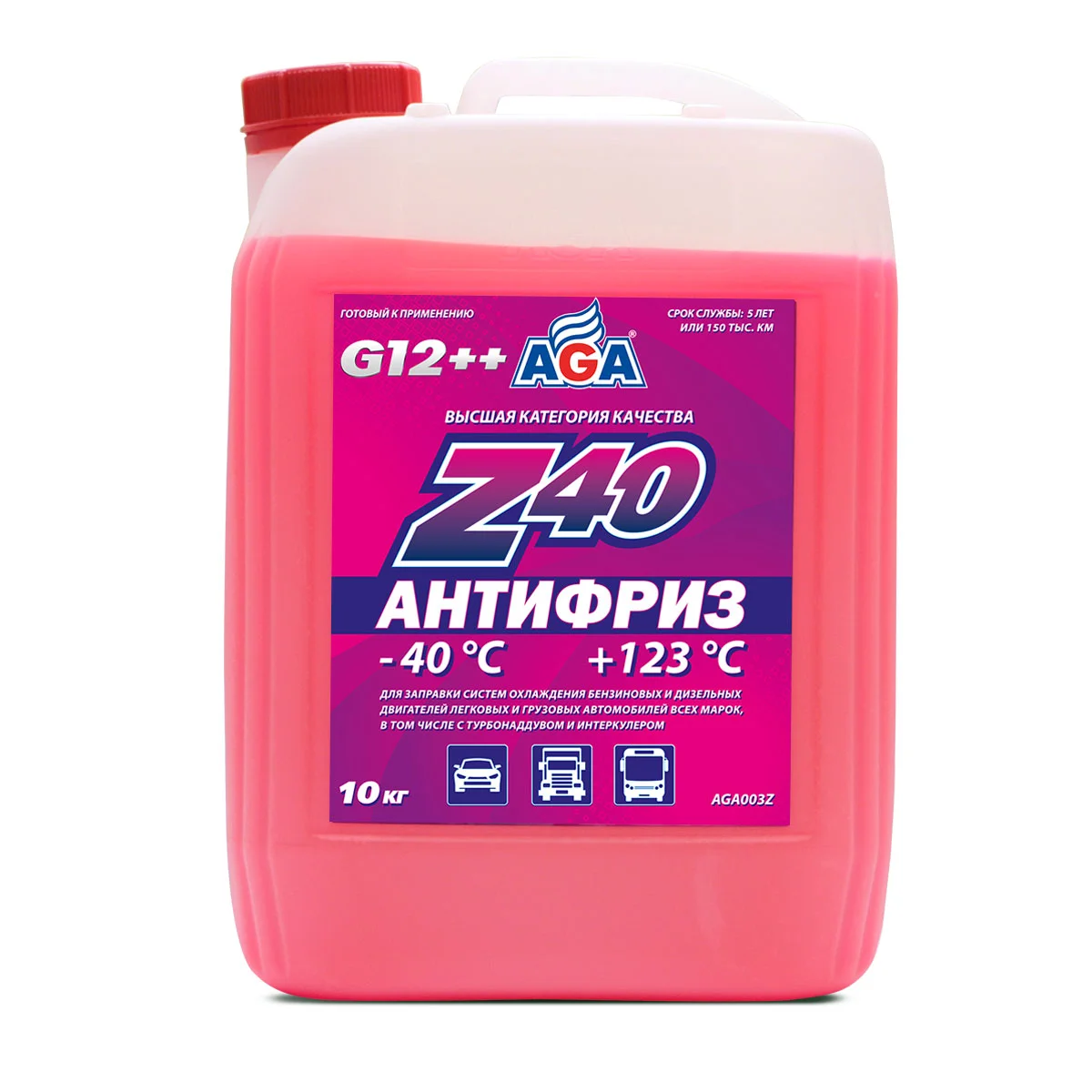 Антифриз AGA Z40 G12++ красный, 10кг Фото 1